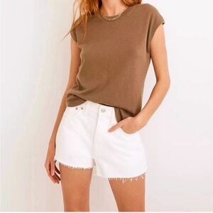 Madewell White Denim Relaxed Fit Shorts size 27 Raw Hem EUC 100% Cotton
